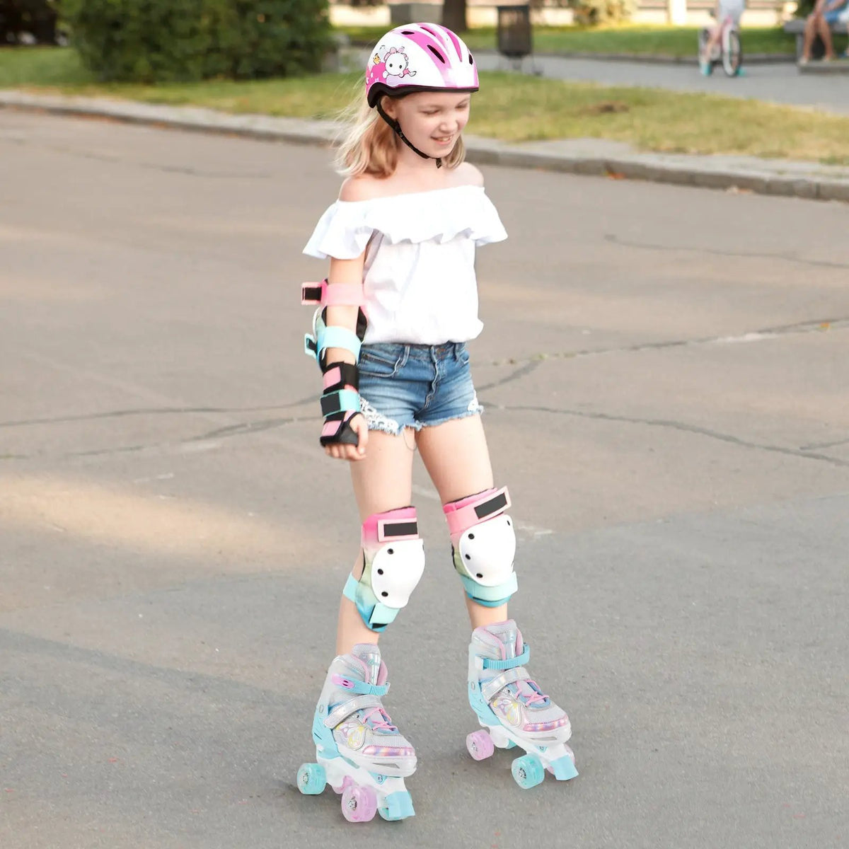 Roller Skates for Teens 4 Sizes Adjustable with Light-up Wheels for Boys Girls Ages 13+ by DirectDeals