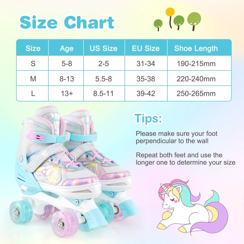 Roller Skates for Teens 4 Sizes Adjustable with Light-up Wheels for Boys Girls Ages 13+ by DirectDeals