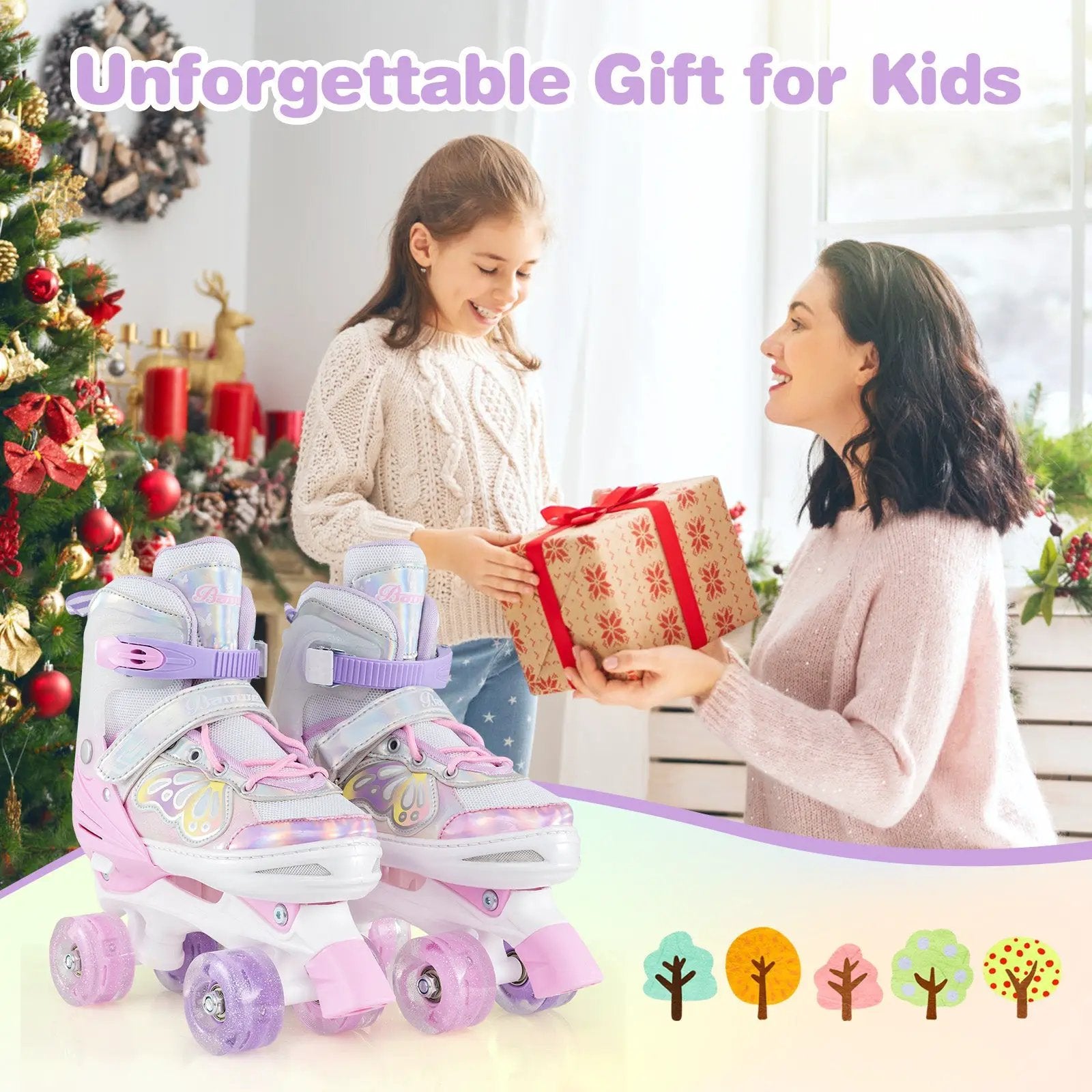 Roller Skates for Teens 4 Sizes Adjustable with Light-up Wheels for Boys Girls Ages 13+ by DirectDeals