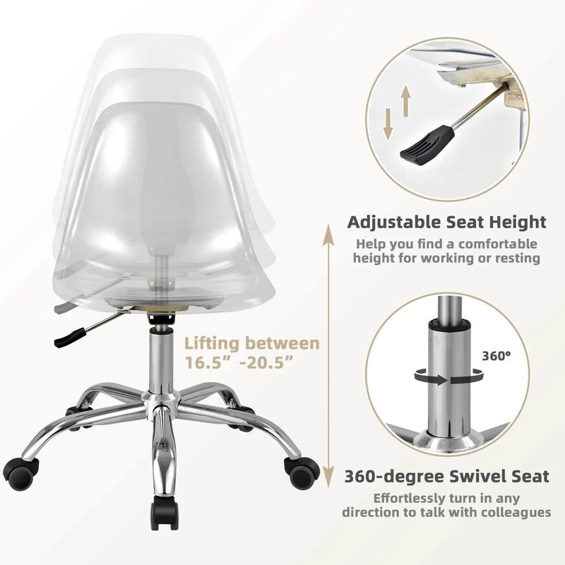 Swivel Acrylic Armless Adjustable Height Office Chair by DirectDeals