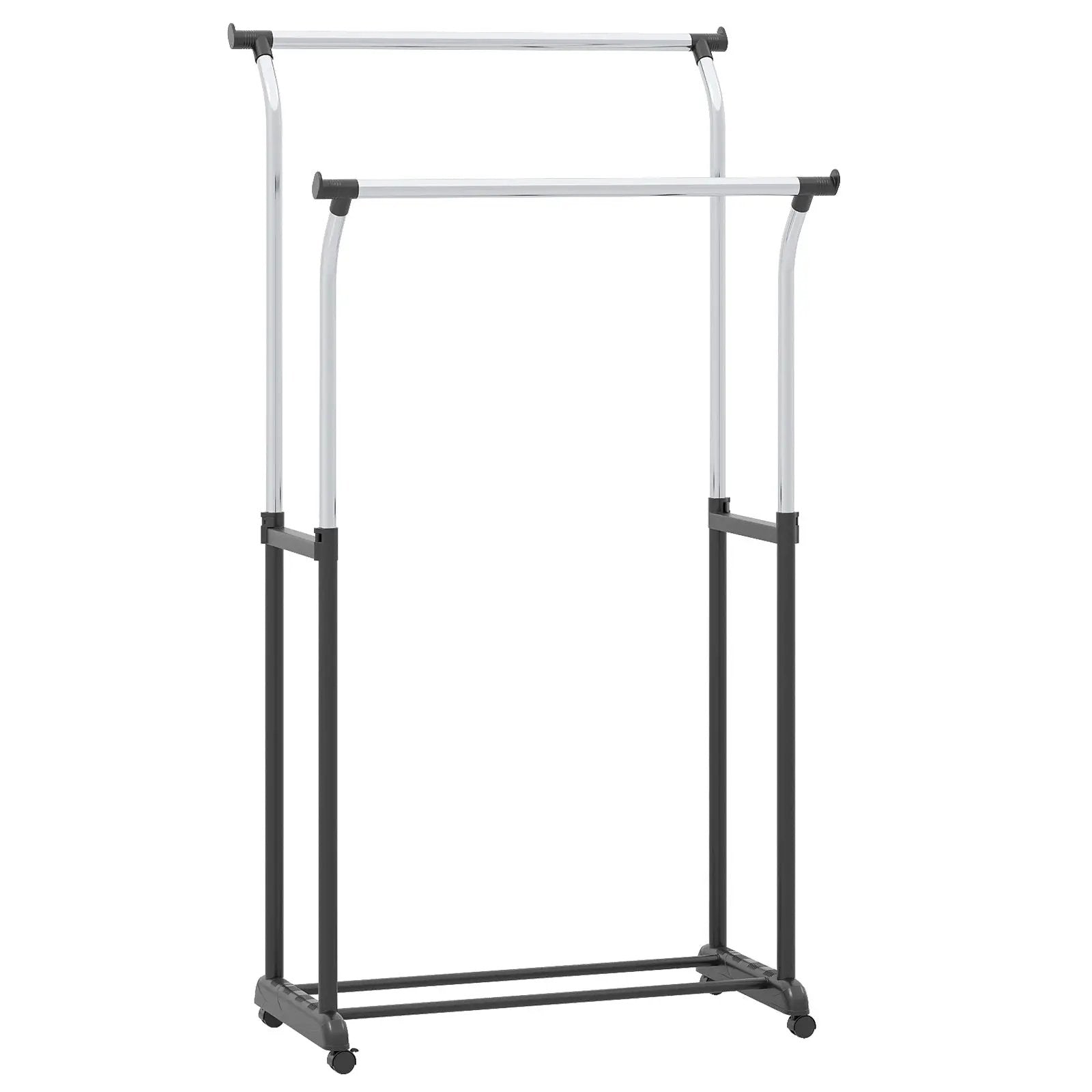 Rolling Clothes Rack Double Rod Garment Rack with Adjustable Height by DirectDeals