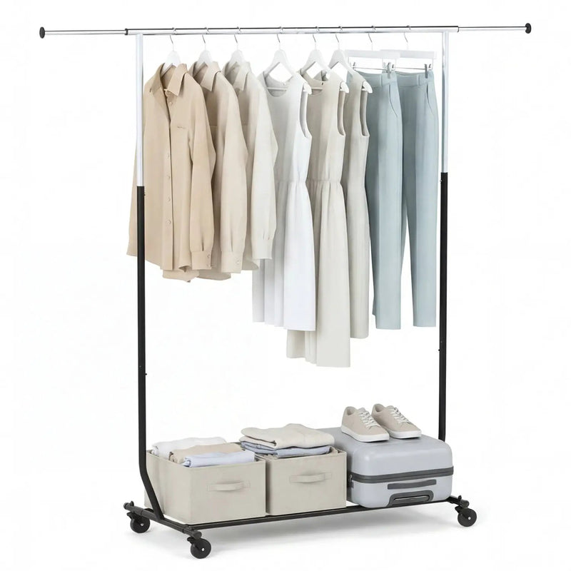 Rolling Clothes Rack Extendable Garment Stand for Hanging Clothes by DirectDeals