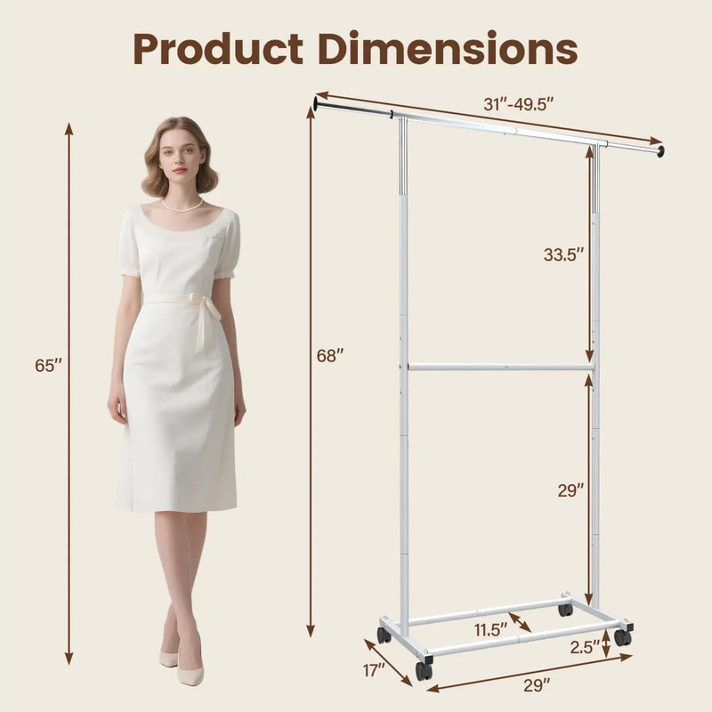 Rolling Clothes Rack Double by DirectDeals