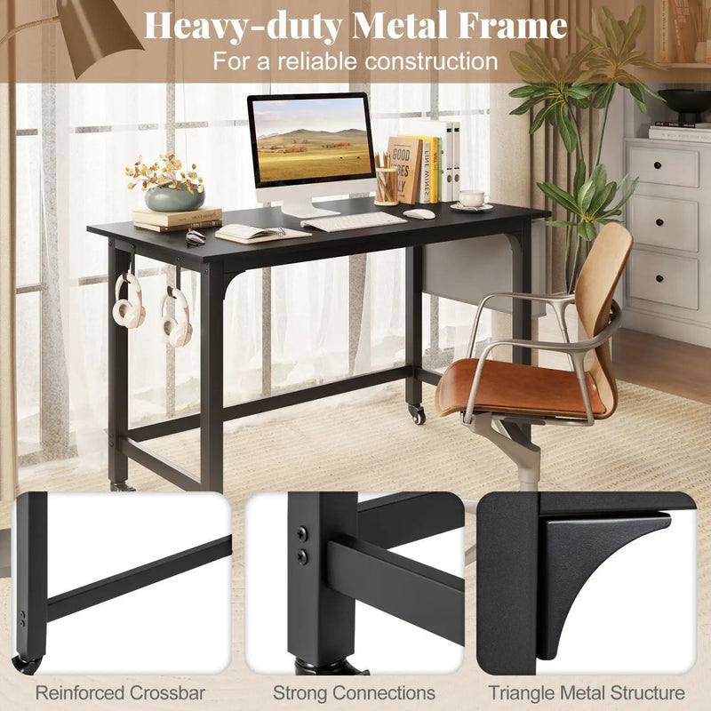 Rolling Computer Desk with Lockable Wheels 48" x 24" by DirectDeals
