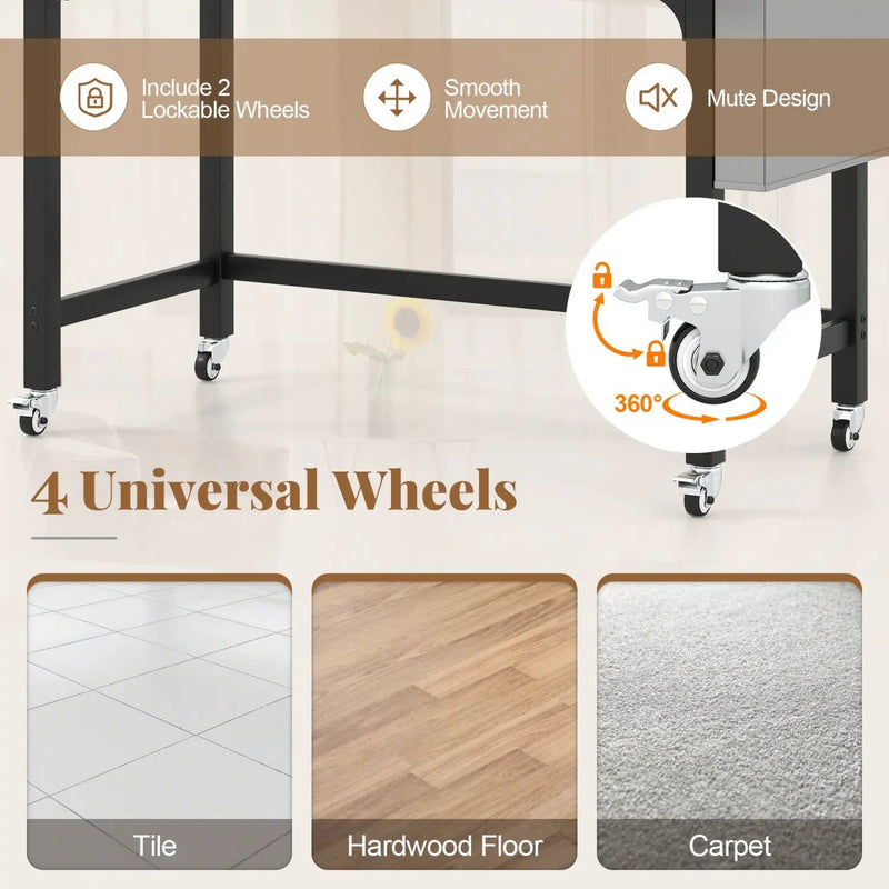 Rolling Computer Desk with Lockable Wheels 48" x 24" by DirectDeals