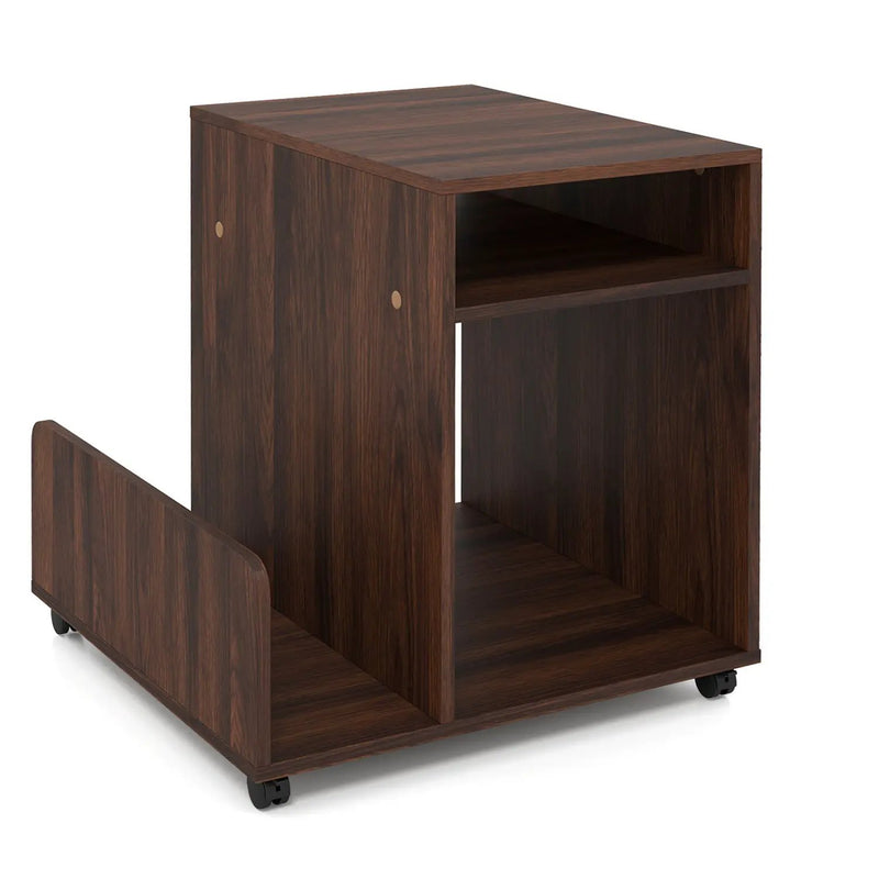Rolling End Table 3-Tier Mobile Side Table with Side Storage Rack Modern Small Nightstand by DirectDeals