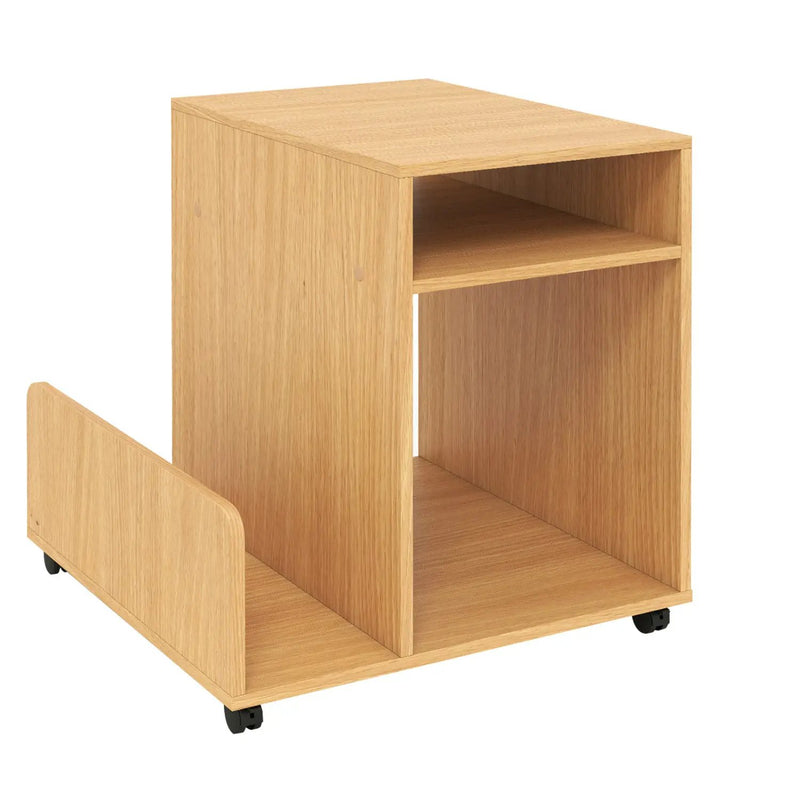 Rolling End Table 3-Tier Mobile Side Table with Side Storage Rack Modern Small Nightstand by DirectDeals