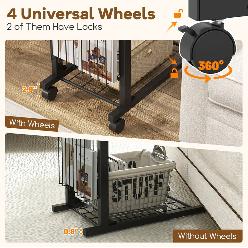 Rolling Height Adjustable Sofa End Side Table by DirectDeals