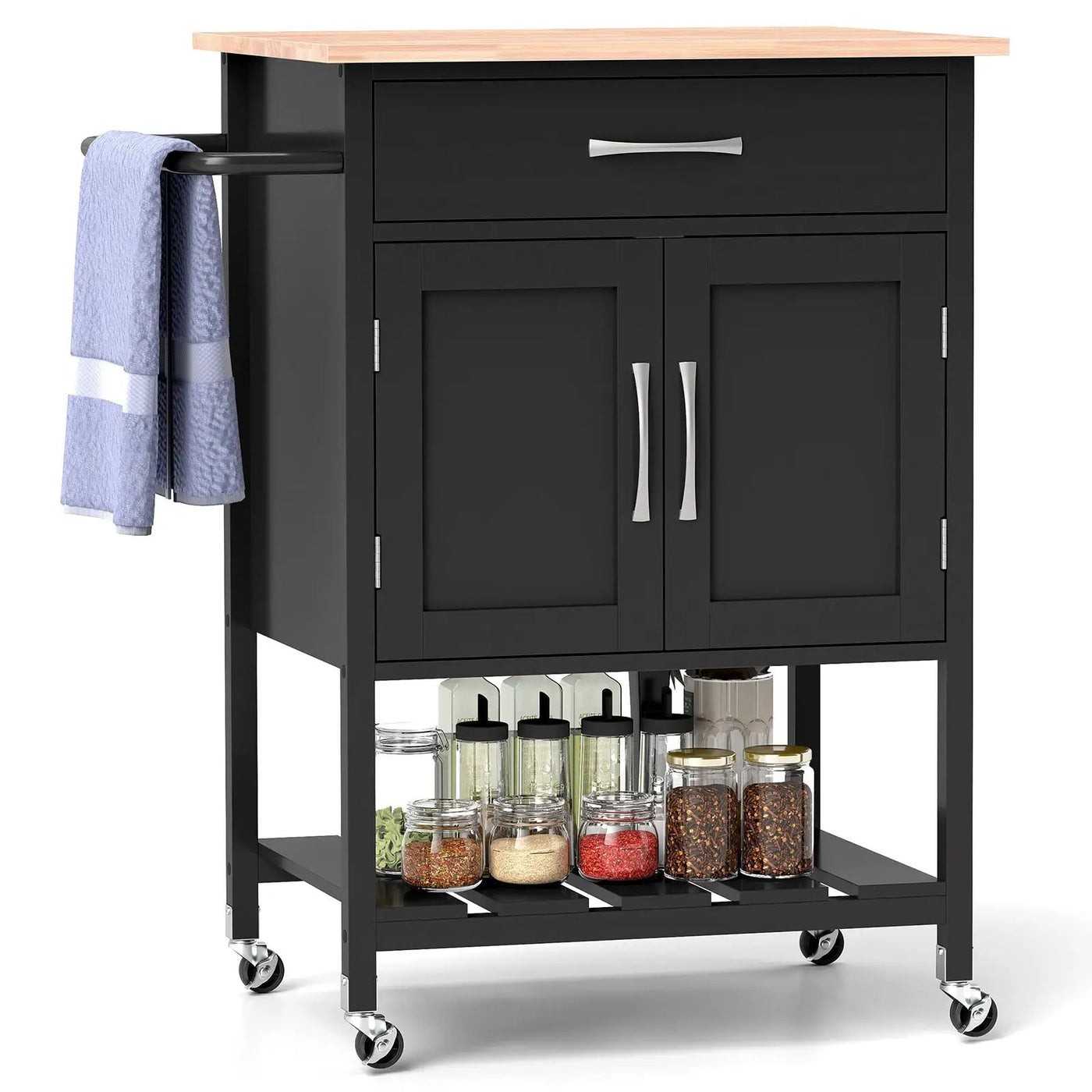 Rolling Kitchen Island Cart with Drawer and Towel Rack by DirectDeals
