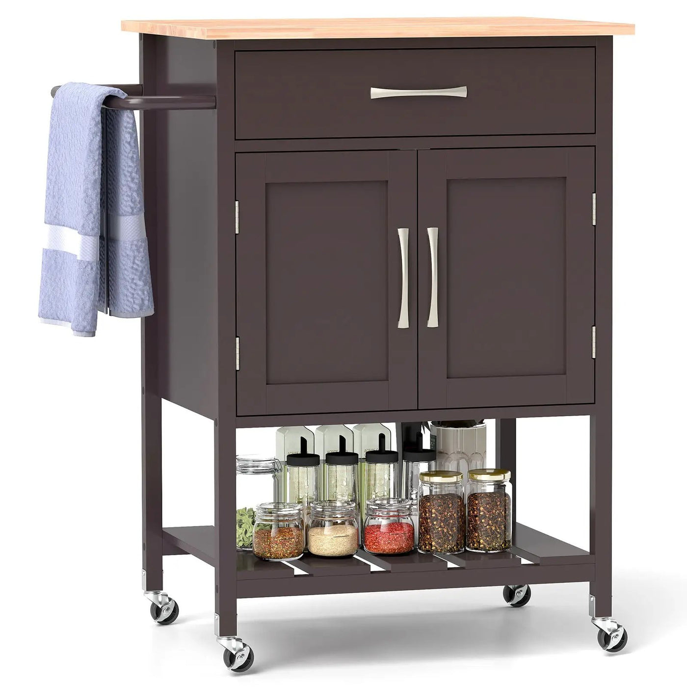 Rolling Kitchen Island Cart with Drawer and Towel Rack by DirectDeals