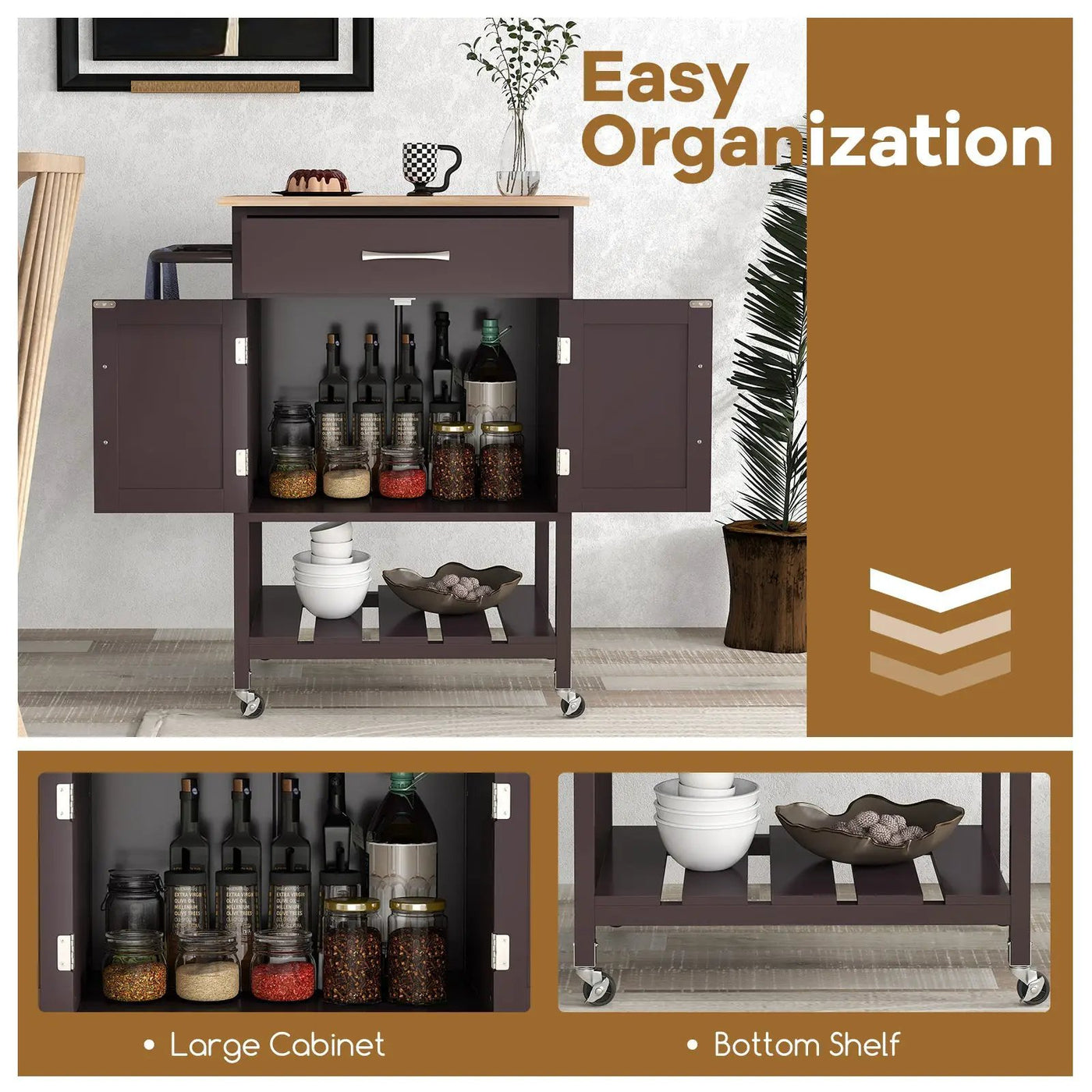 Rolling Kitchen Island Cart with Drawer and Towel Rack by DirectDeals