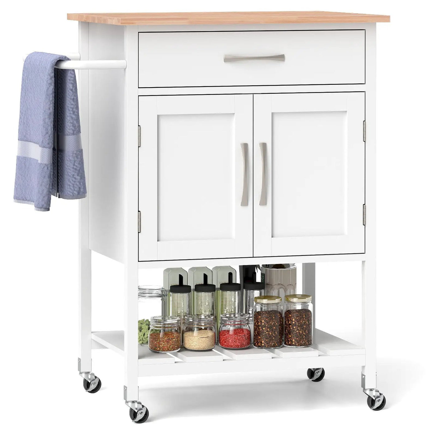 Rolling Kitchen Island Cart with Drawer and Towel Rack by DirectDeals