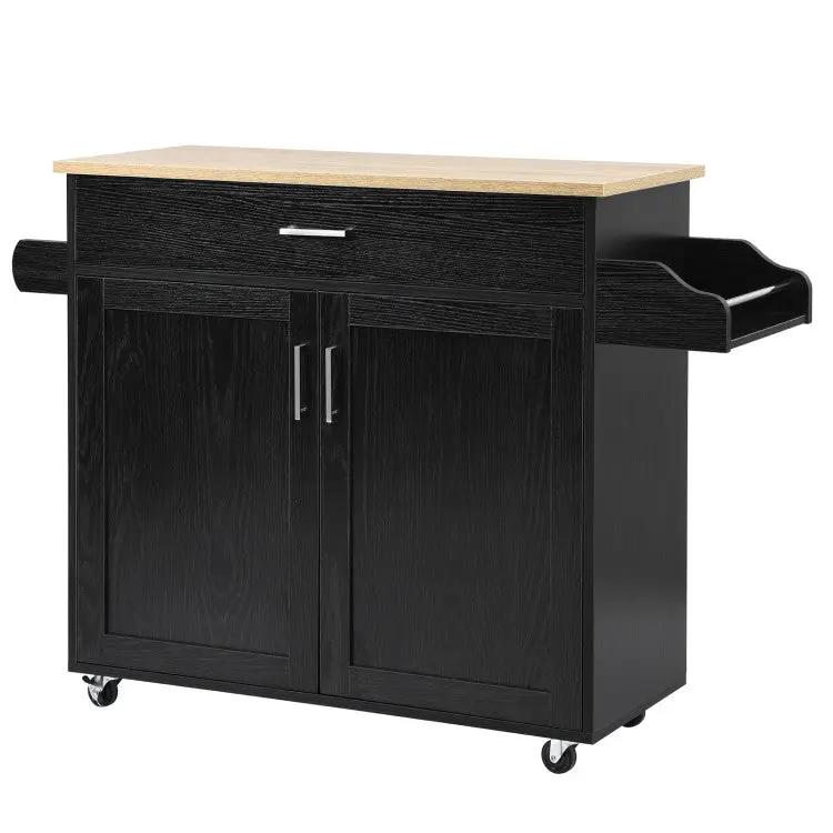 Rolling Kitchen Island Cart with Towel and Spice Rack by DirectDeals