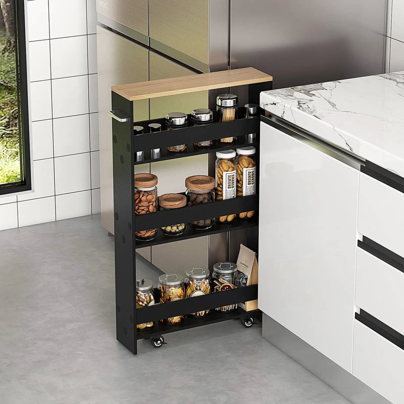 Rolling Kitchen Slim Storage Cart Mobile Shelving Organizer with Handle by DirectDeals