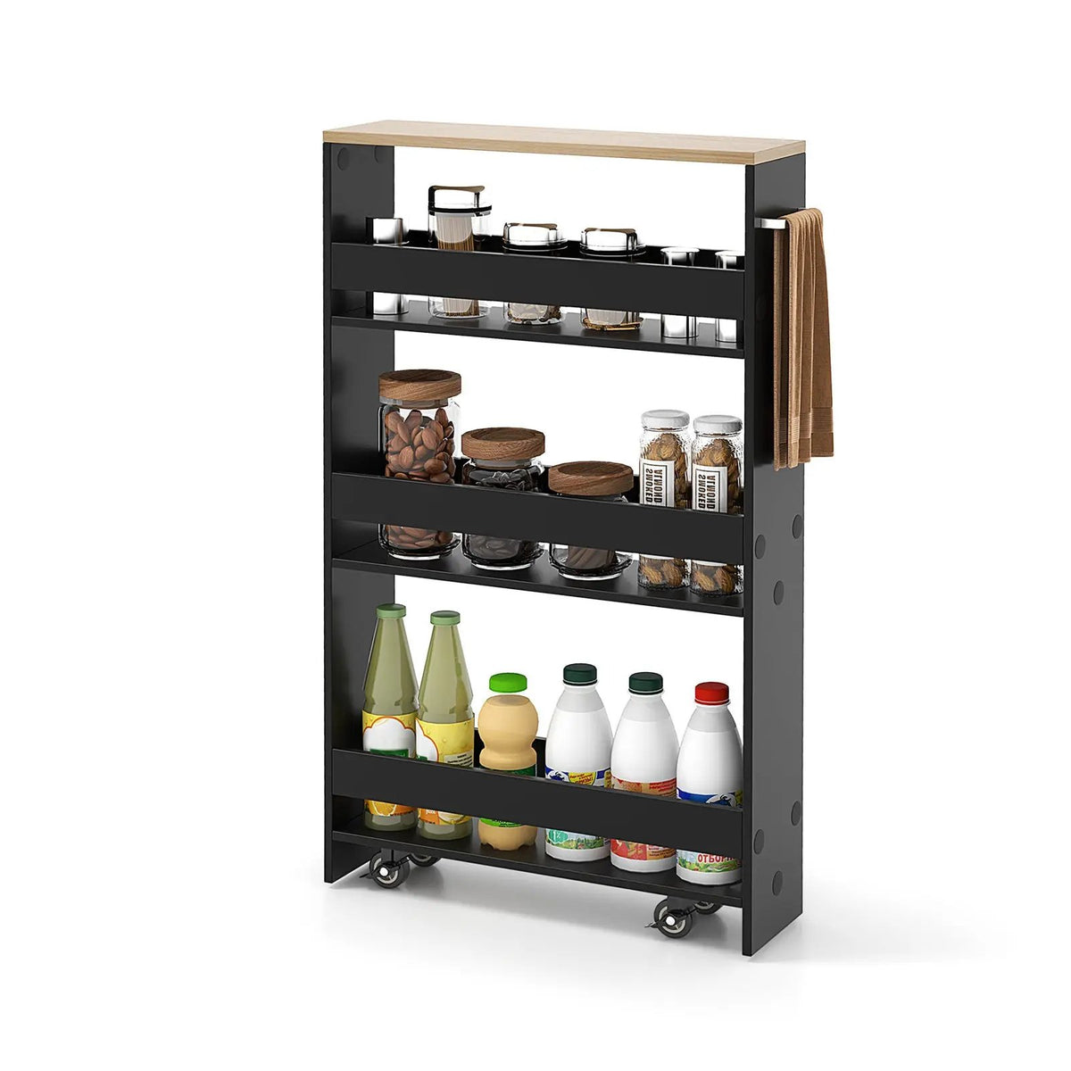Rolling Kitchen Slim Storage Cart Mobile Shelving Organizer with Handle by DirectDeals