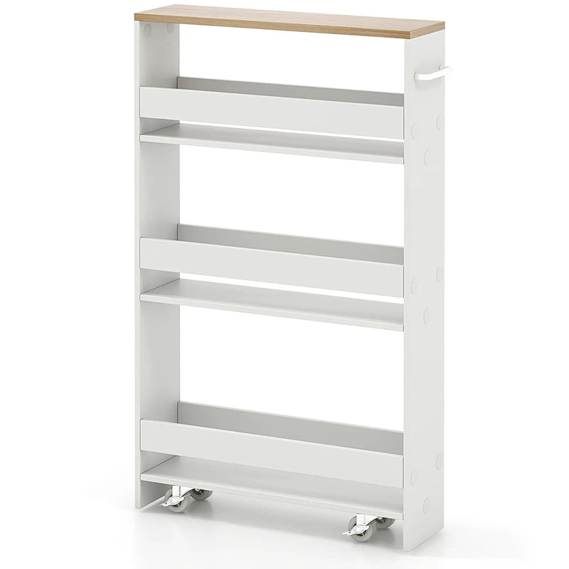 Rolling Kitchen Slim Storage Cart Mobile Shelving Organizer with Handle by DirectDeals