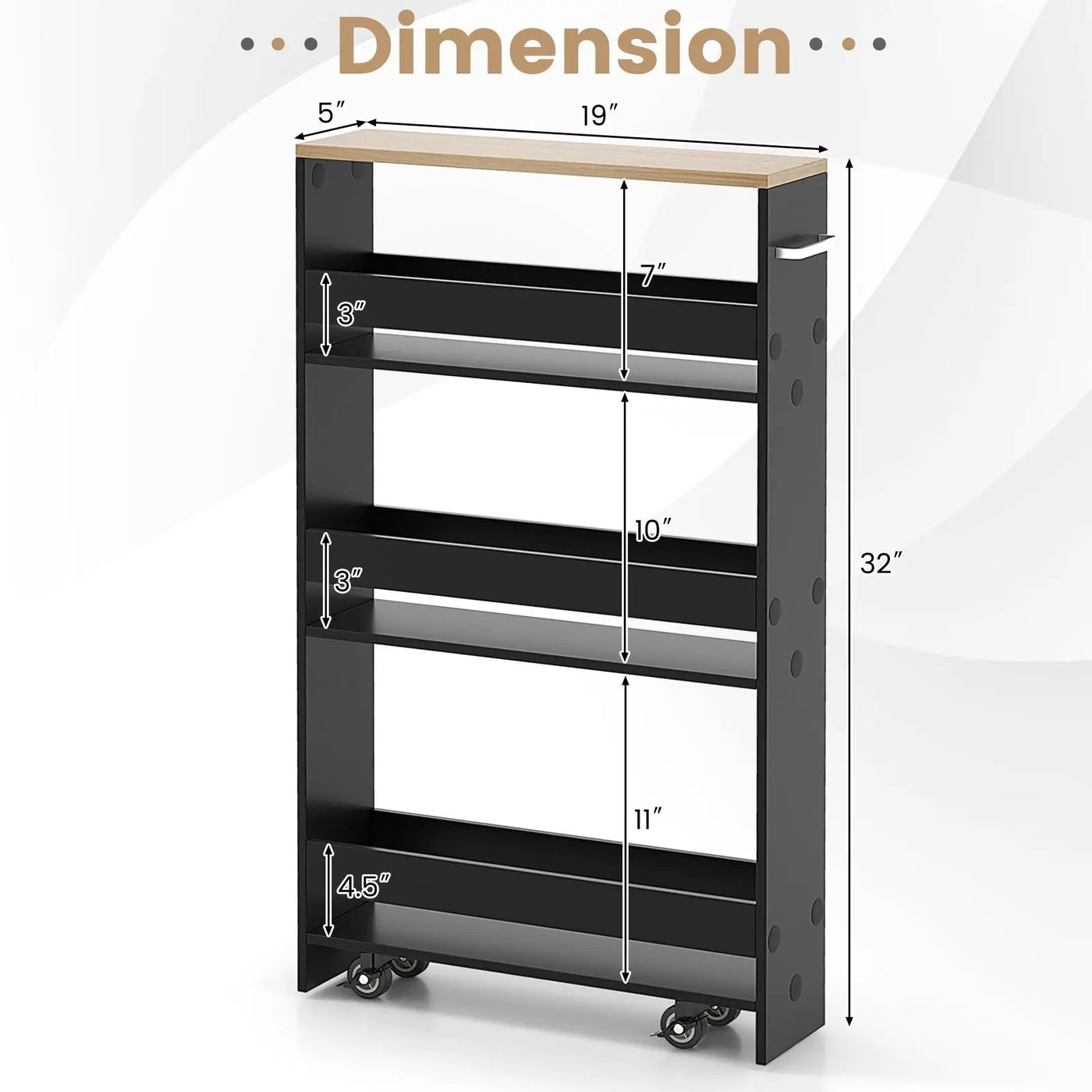 Rolling Kitchen Slim Storage Cart Mobile Shelving Organizer with Handle by DirectDeals
