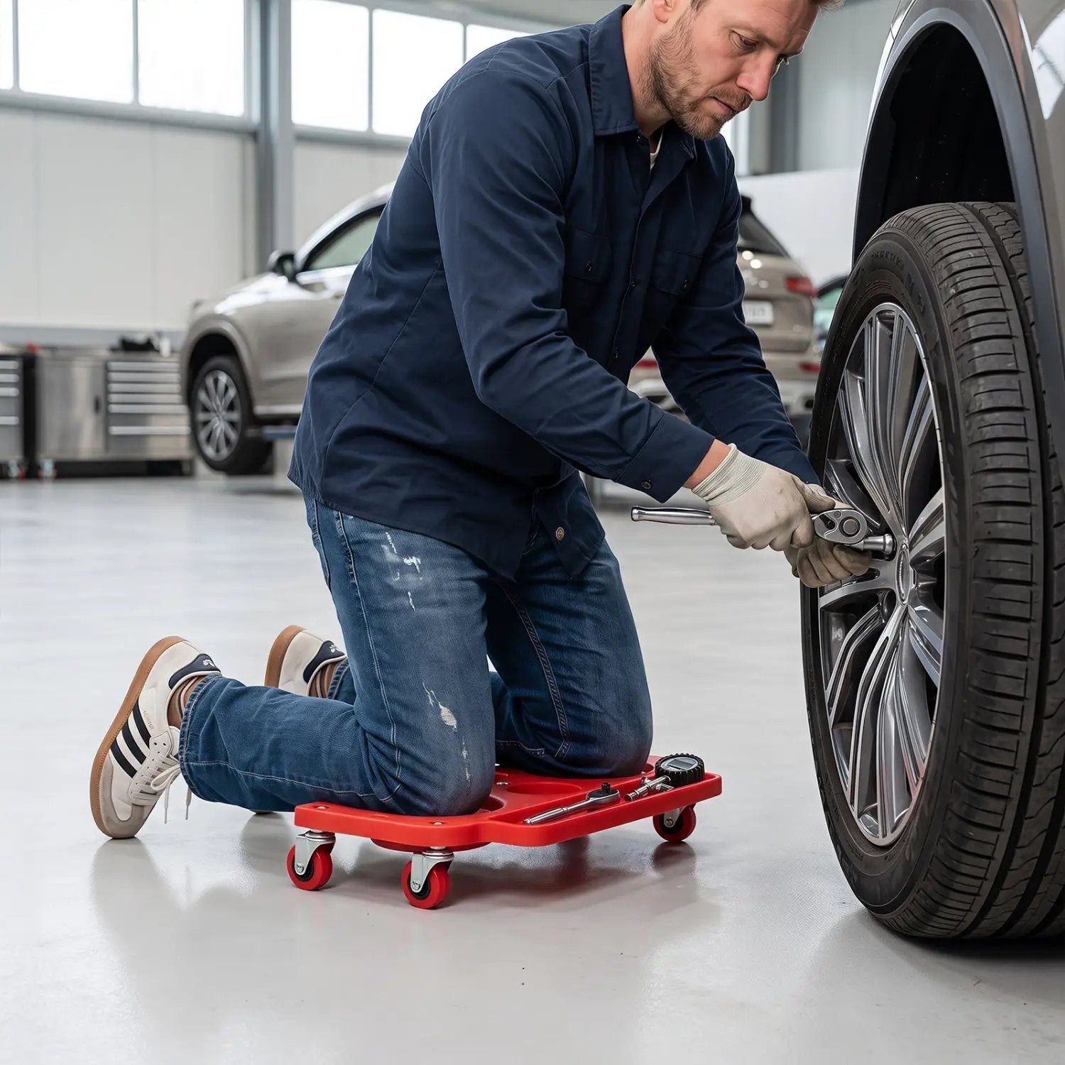 Rolling Knee Creeper with 360° Swivel Casters & Tool Trays by DirectDeals