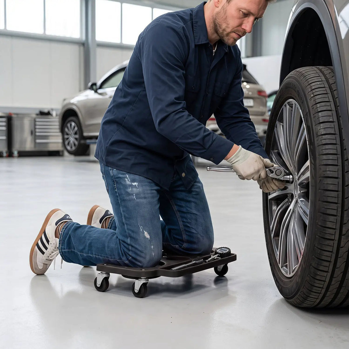 Rolling Knee Creeper with 360° Swivel Casters & Tool Trays by DirectDeals