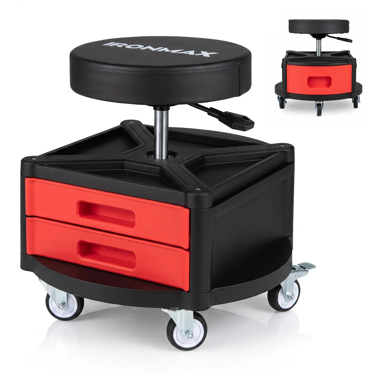 Rolling Mechanic Stool with Cushioned Seat & Tool Trays 330 LBS by DirectDeals