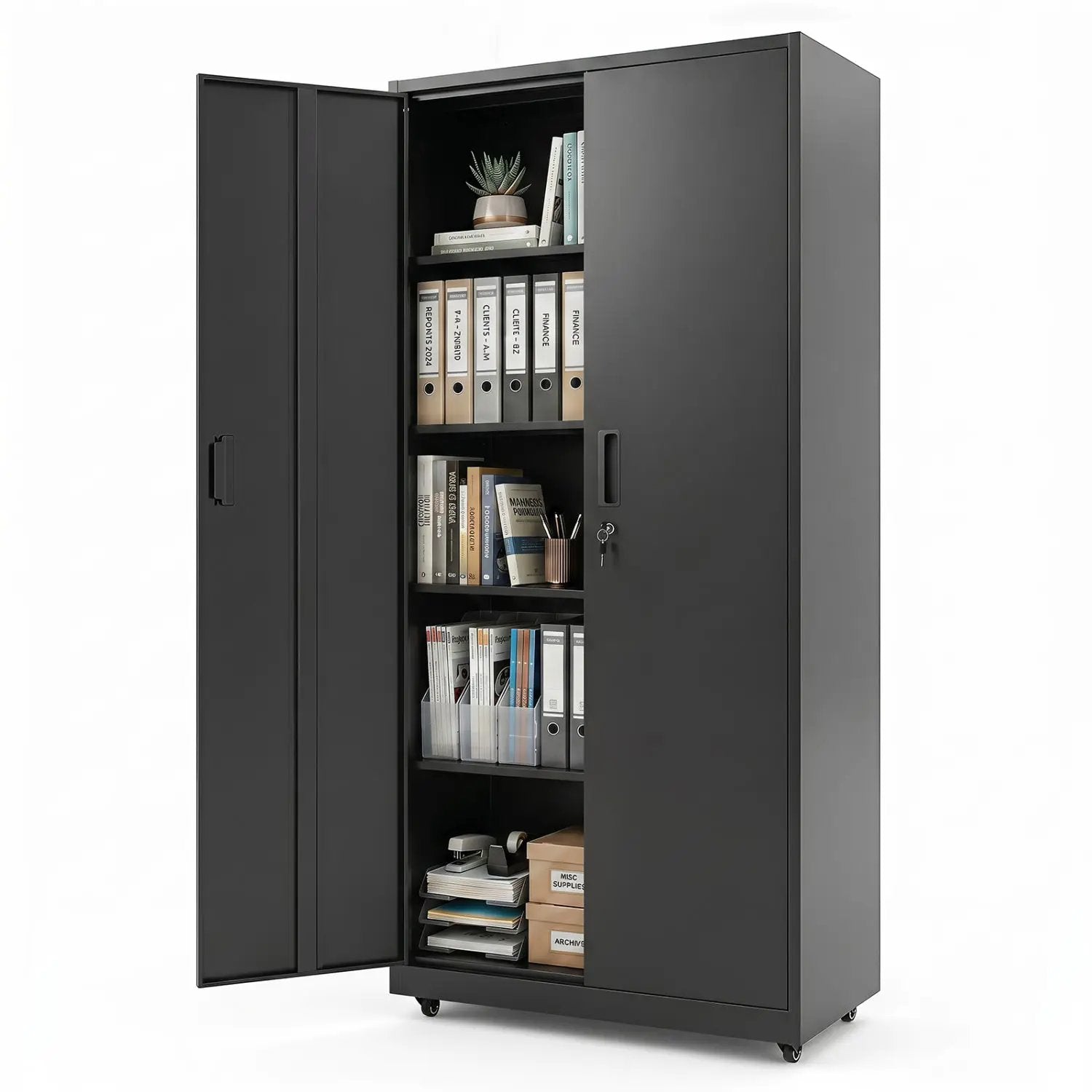 Rolling Metal Storage Cabinet 73" Lockable with 4 Wheels by DirectDeals