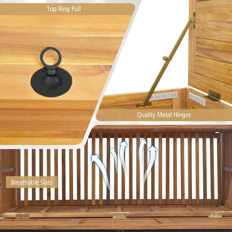 Rolling Patio Wooden Deck Box with 2 Wheels and Side Handle for Outdoor by DirectDeals