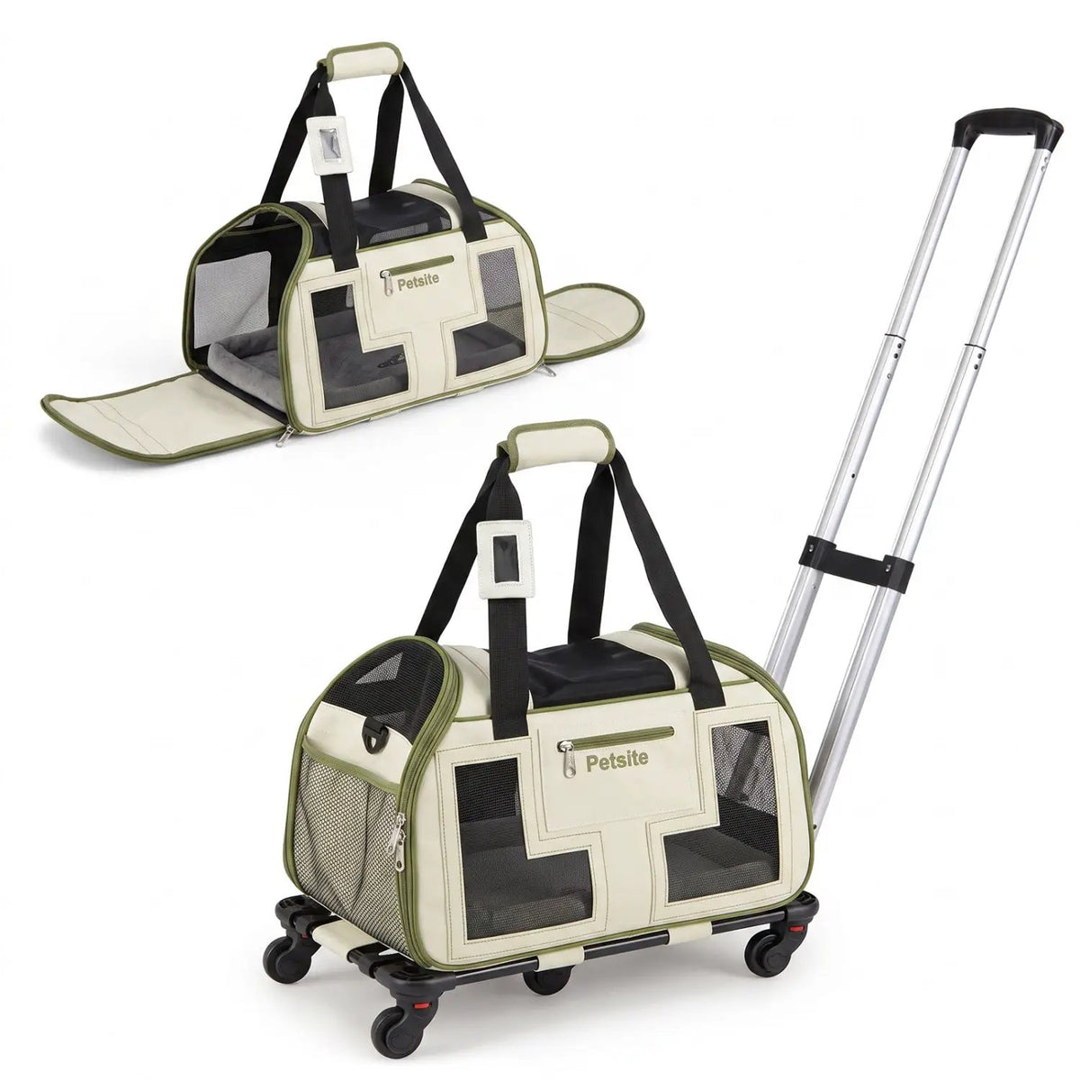 Rolling Pet Carrier with Wheels & Telescopic Handle by DirectDeals