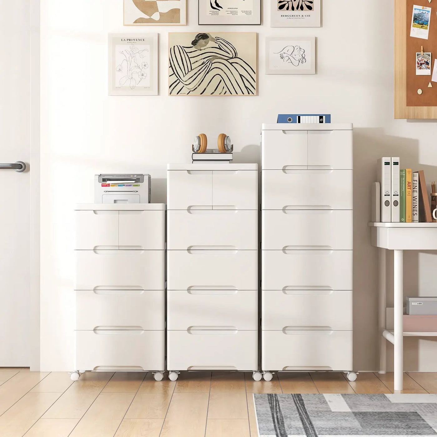 6-Drawer Rolling Storage Cabinet with Wheels - White by DirectDeals