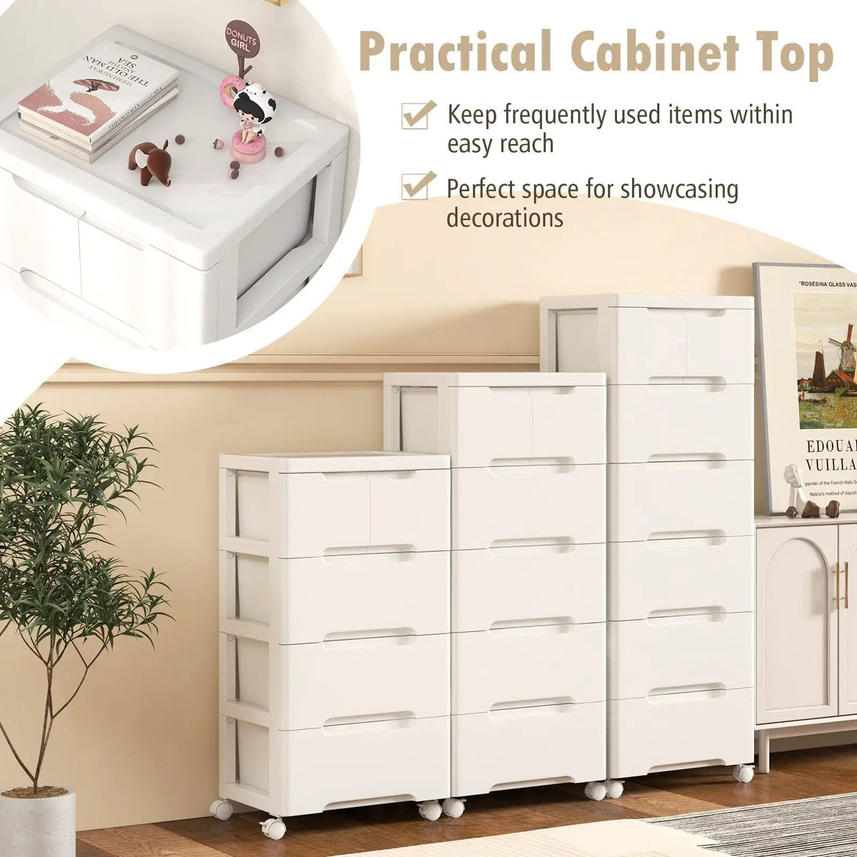 6-Drawer Rolling Storage Cabinet with Wheels - White by DirectDeals