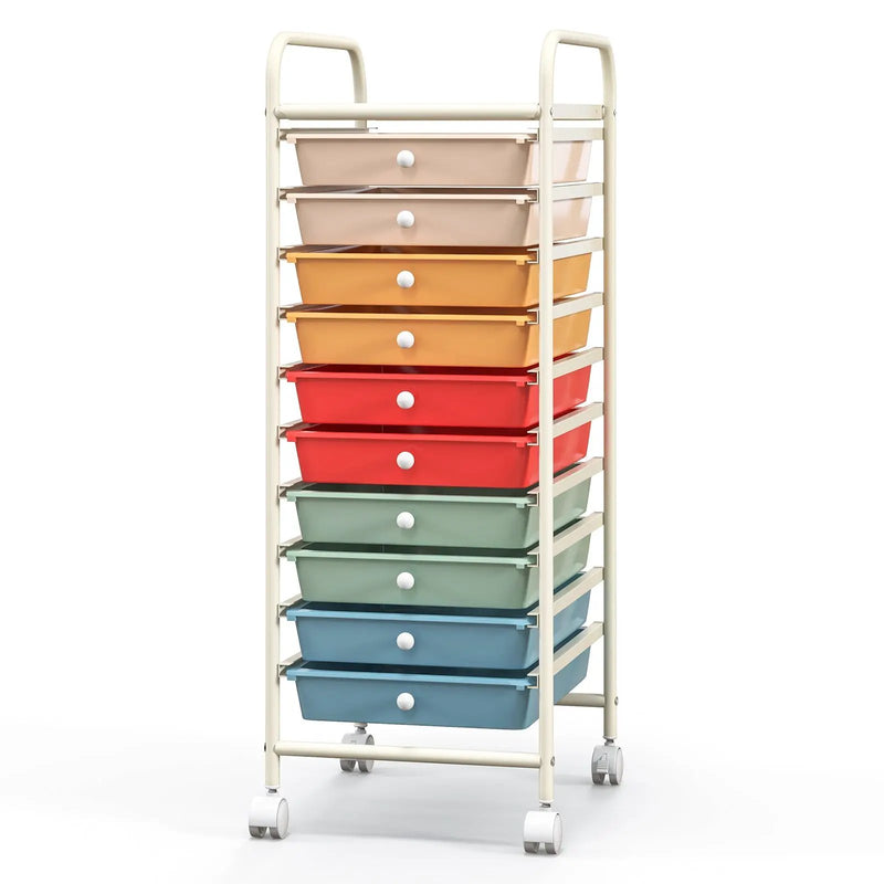 10 Drawer Rolling Storage Cart Organizer with 4 Universal Casters by DirectDeals