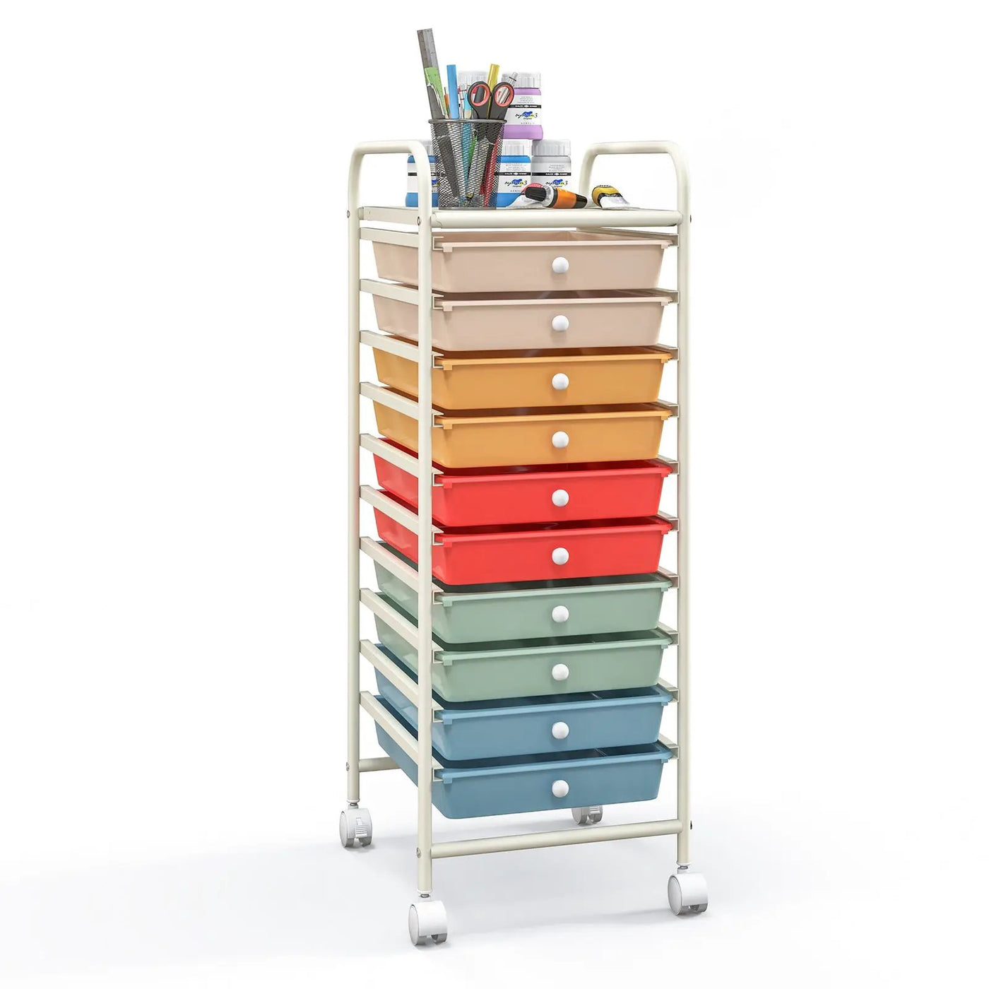 10 Drawer Rolling Storage Cart Organizer with 4 Universal Casters by DirectDeals