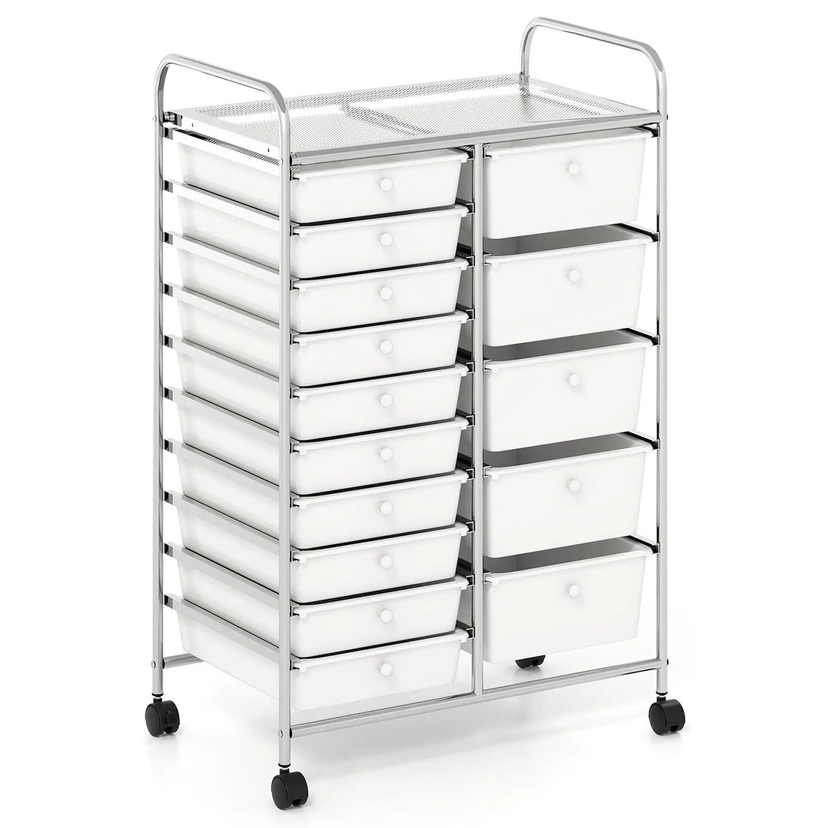 Rolling Storage Cart 15-Drawer Trolley with Chrome Plated Metal Frame by DirectDeals