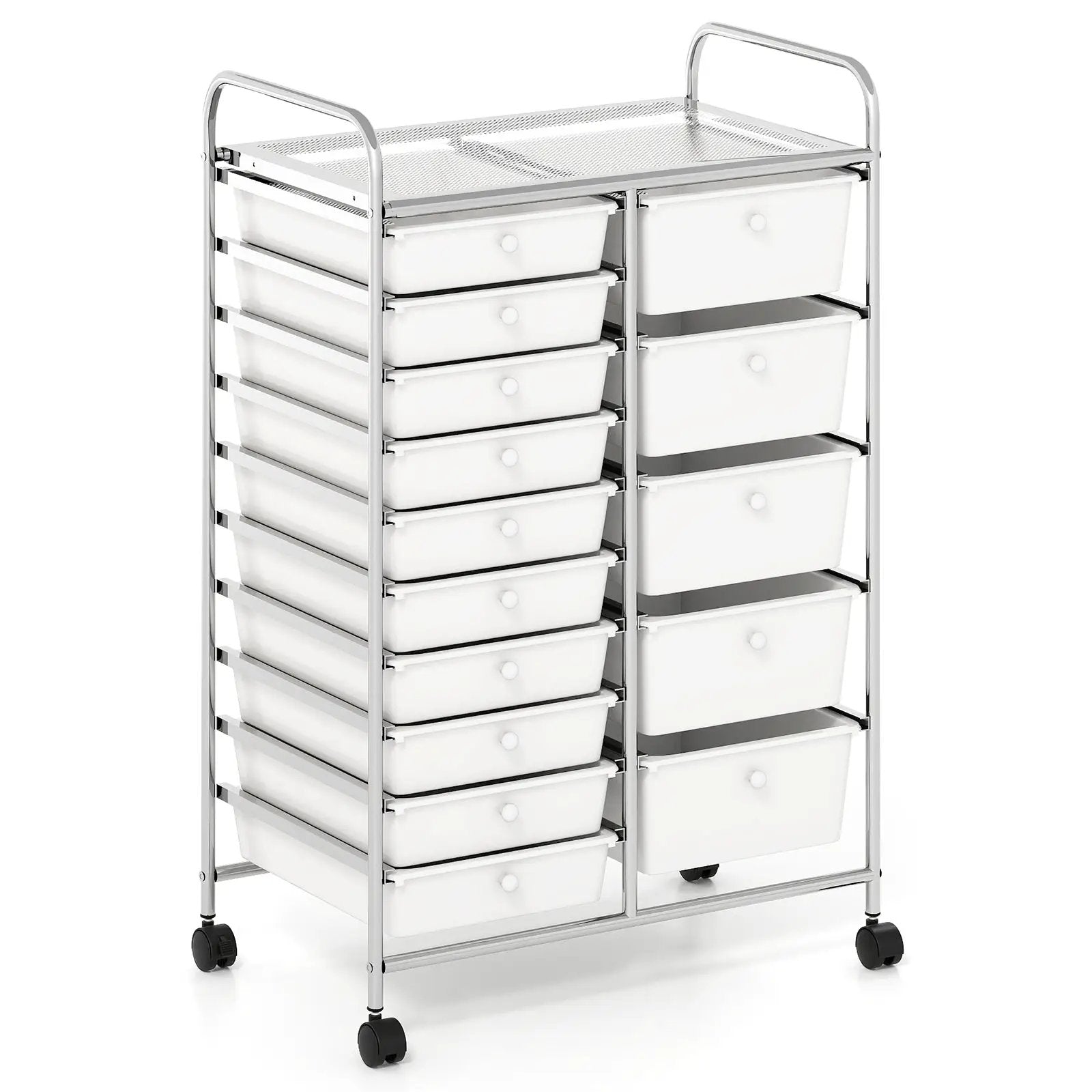 Rolling Storage Cart 15-Drawer Trolley with Chrome Plated Metal Frame by DirectDeals