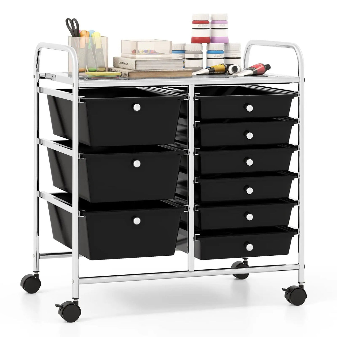 9-Drawer Rolling Storage Cart with Colorful Drawers and Metal Frame by DirectDeals