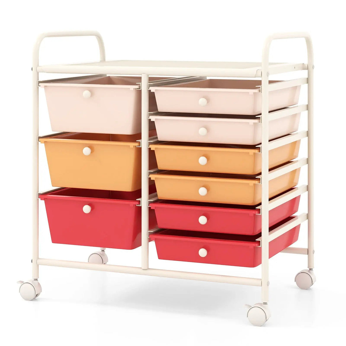 9-Drawer Rolling Storage Cart with Colorful Drawers and Metal Frame by DirectDeals