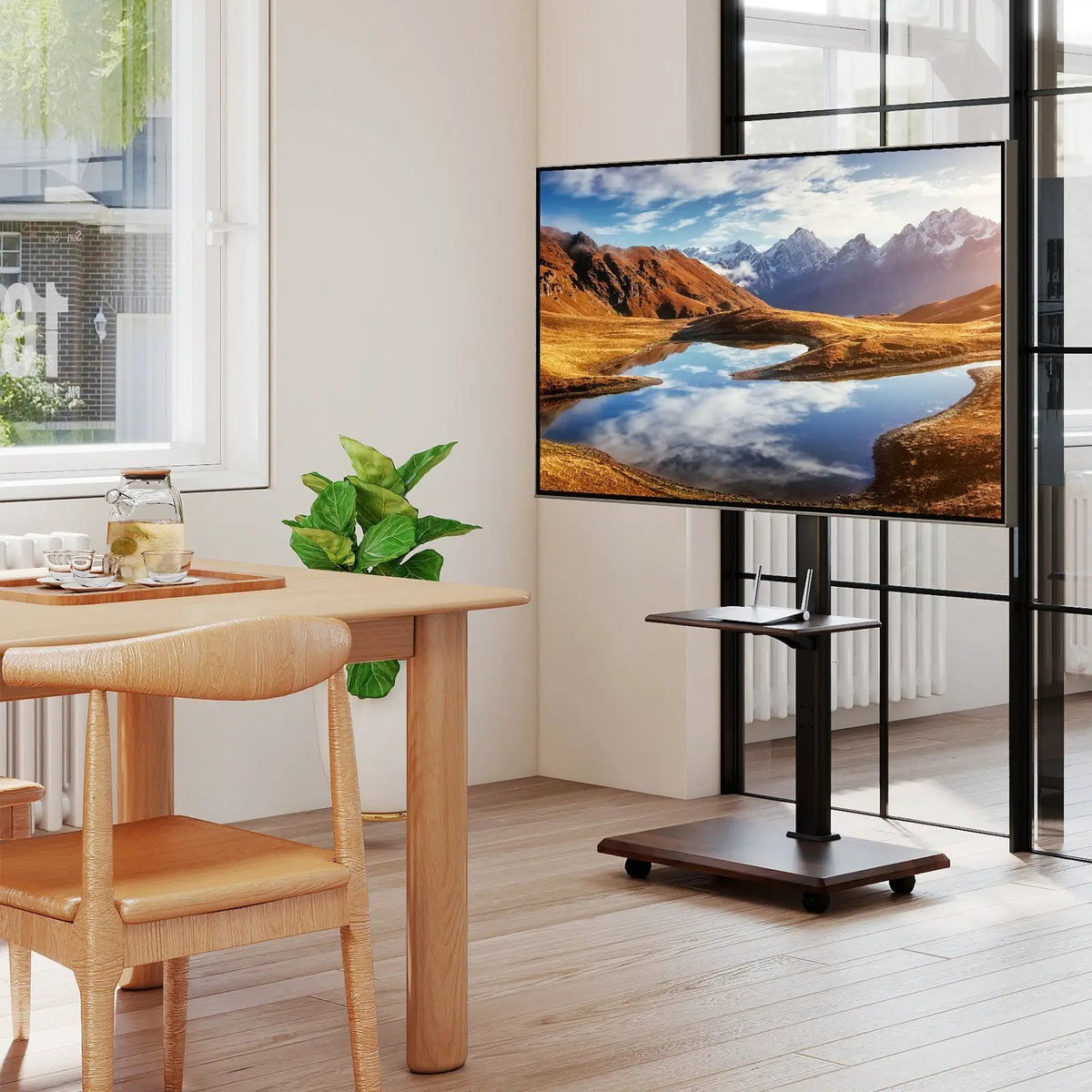 Rolling TV Stand on Wheels Mobile TV Cart for 32-75 Inch TVs Portable AV Cart by DirectDeals