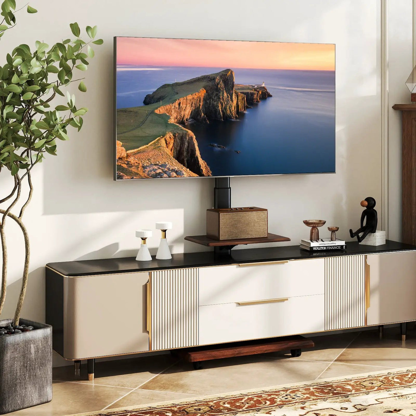 Rolling TV Stand on Wheels Mobile TV Cart for 32-75 Inch TVs Portable AV Cart by DirectDeals