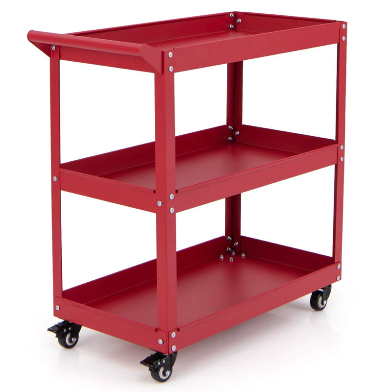 3-Tier Rolling Tool Cart with Spacious Shelves 4 Universal Wheels and 2 Brakes by DirectDeals