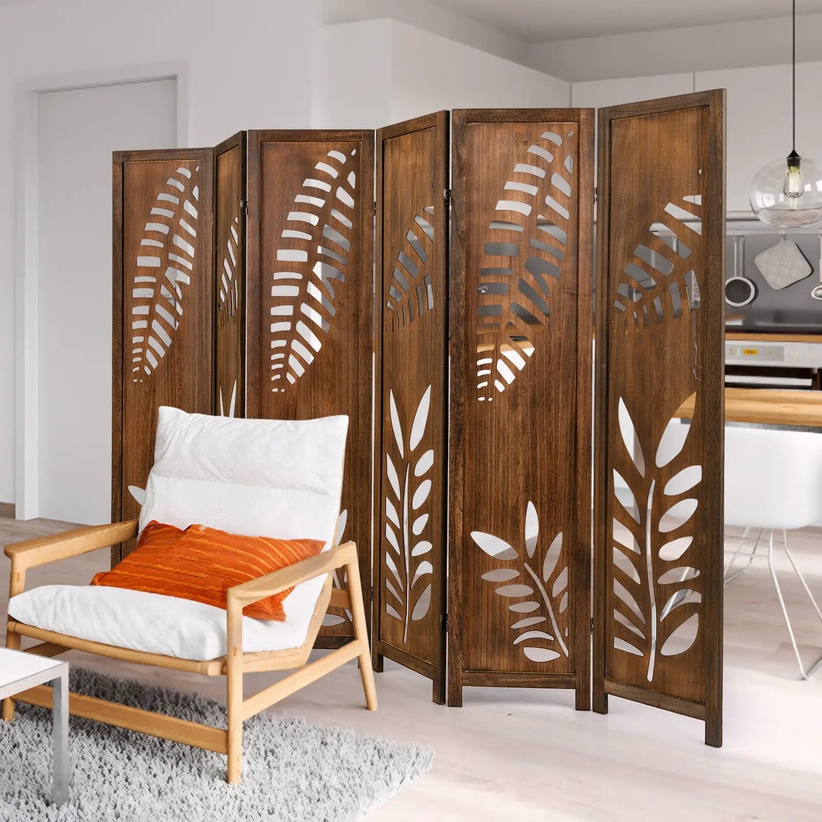 Room Divider 5.6 FT Folding Partition Stand with Double Action Metal Hinges by DirectDeals