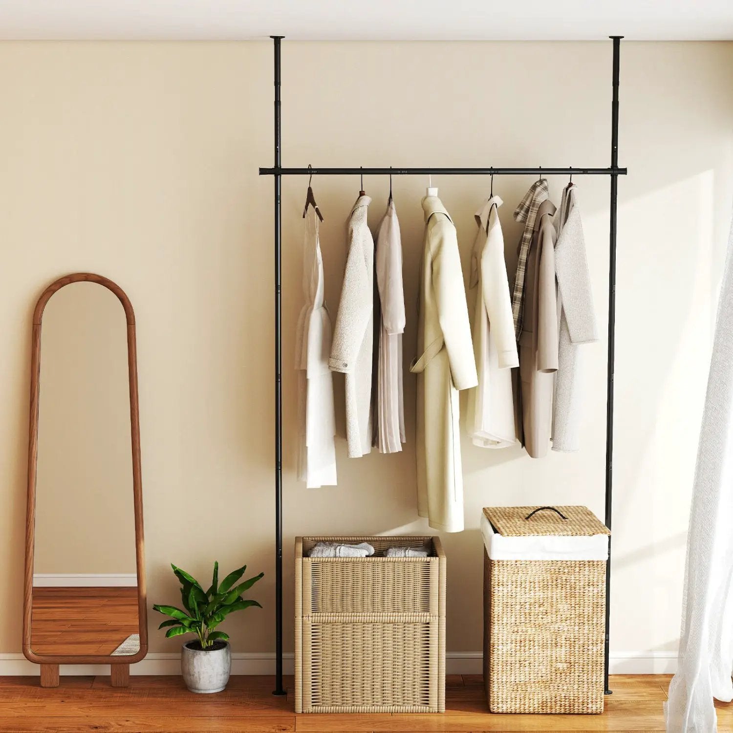 Room Divider Curtain Rod with Adjustable Floor to Ceiling Tension Rod (Curtains Not Included) by DirectDeals