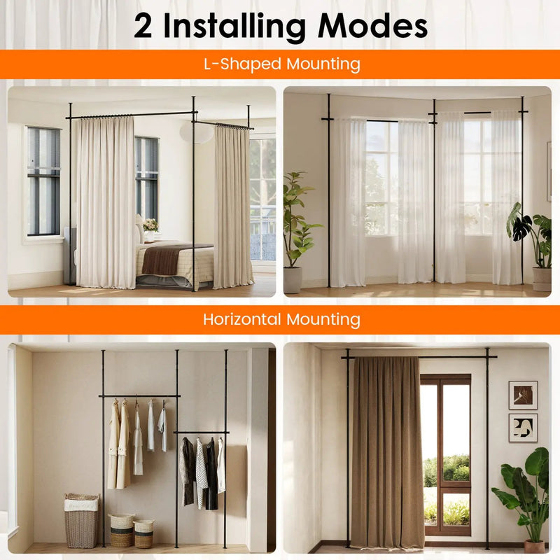 Room Divider Curtain Rod with Adjustable Floor to Ceiling Tension Rod (Curtains Not Included) by DirectDeals