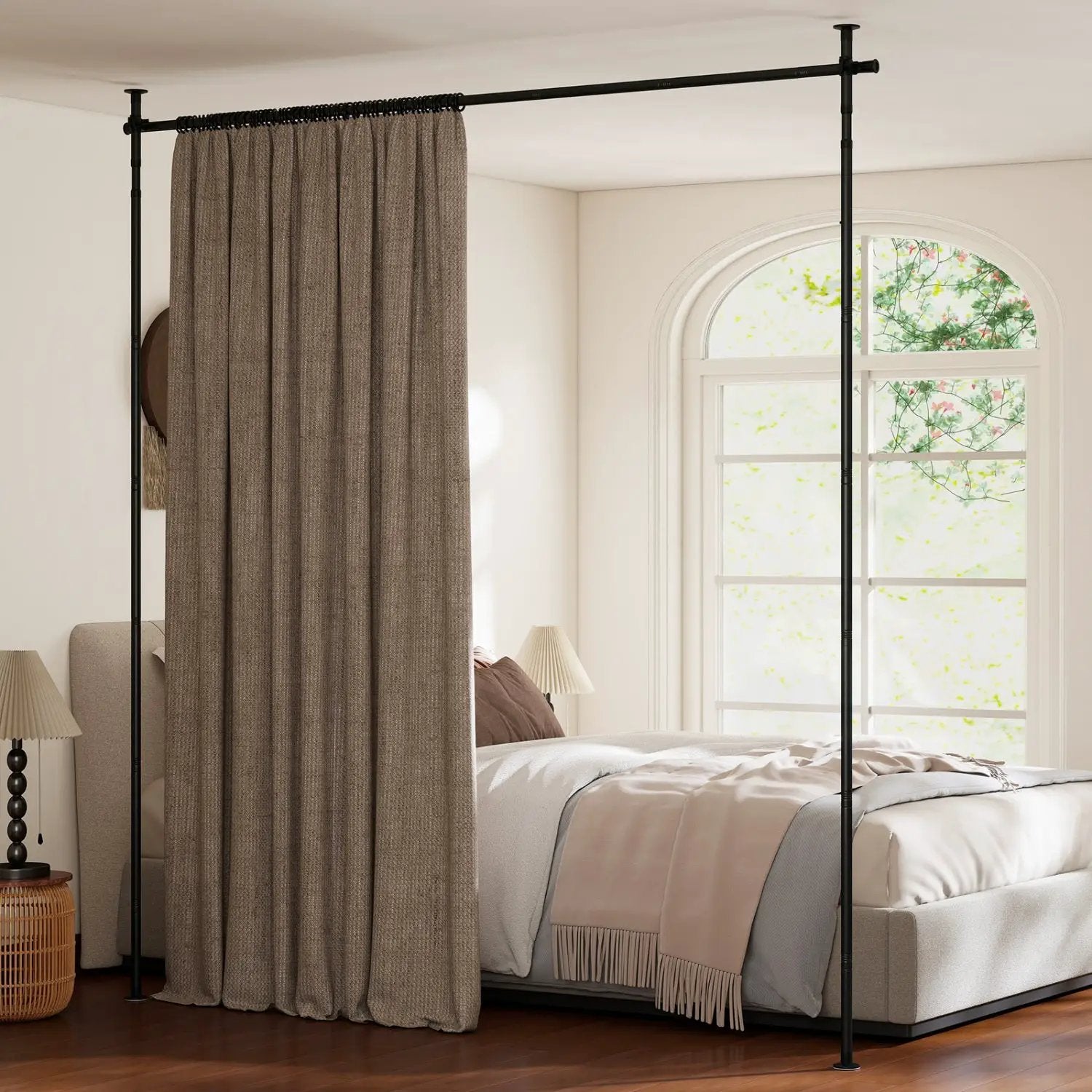 Room Divider Curtain Rod with Adjustable Floor to Ceiling Tension Rod No Drilling Required by DirectDeals