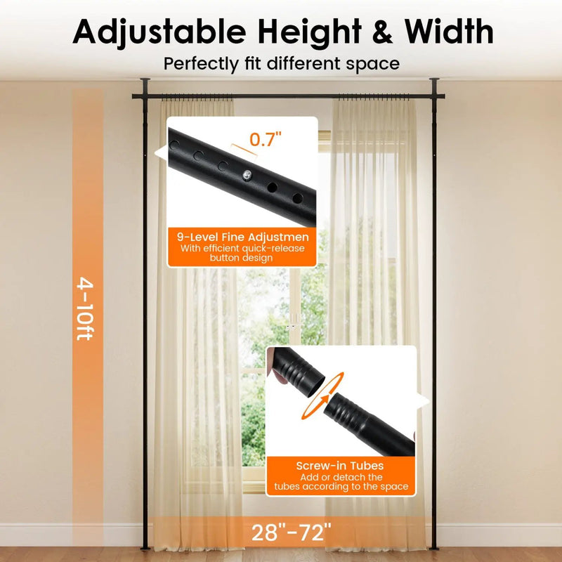 Room Divider Curtain Rod with Adjustable Floor to Ceiling Tension Rod No Drilling Required by DirectDeals