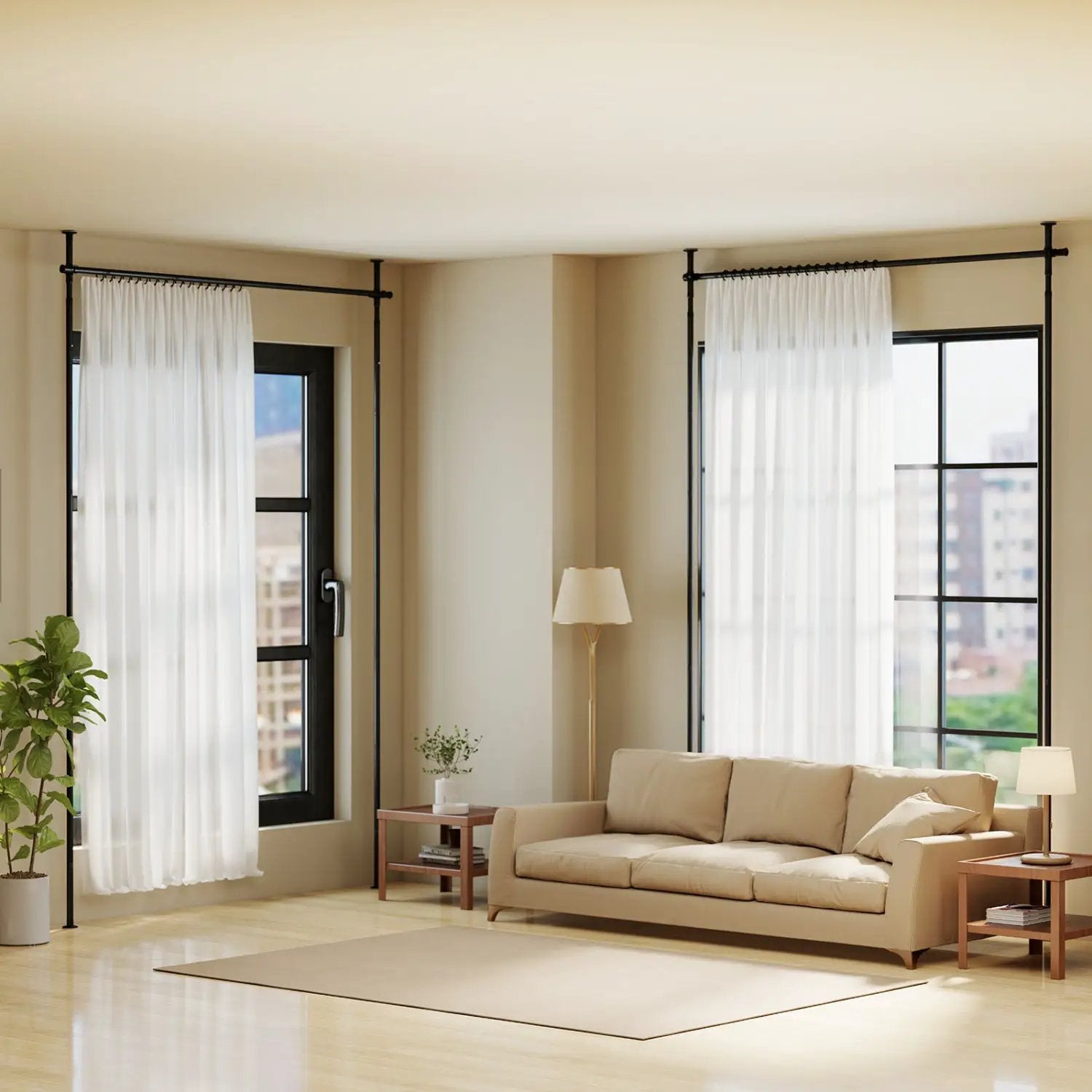 Room Divider Curtain Rod with Adjustable Floor to Ceiling Tension Rod No Drilling Required by DirectDeals
