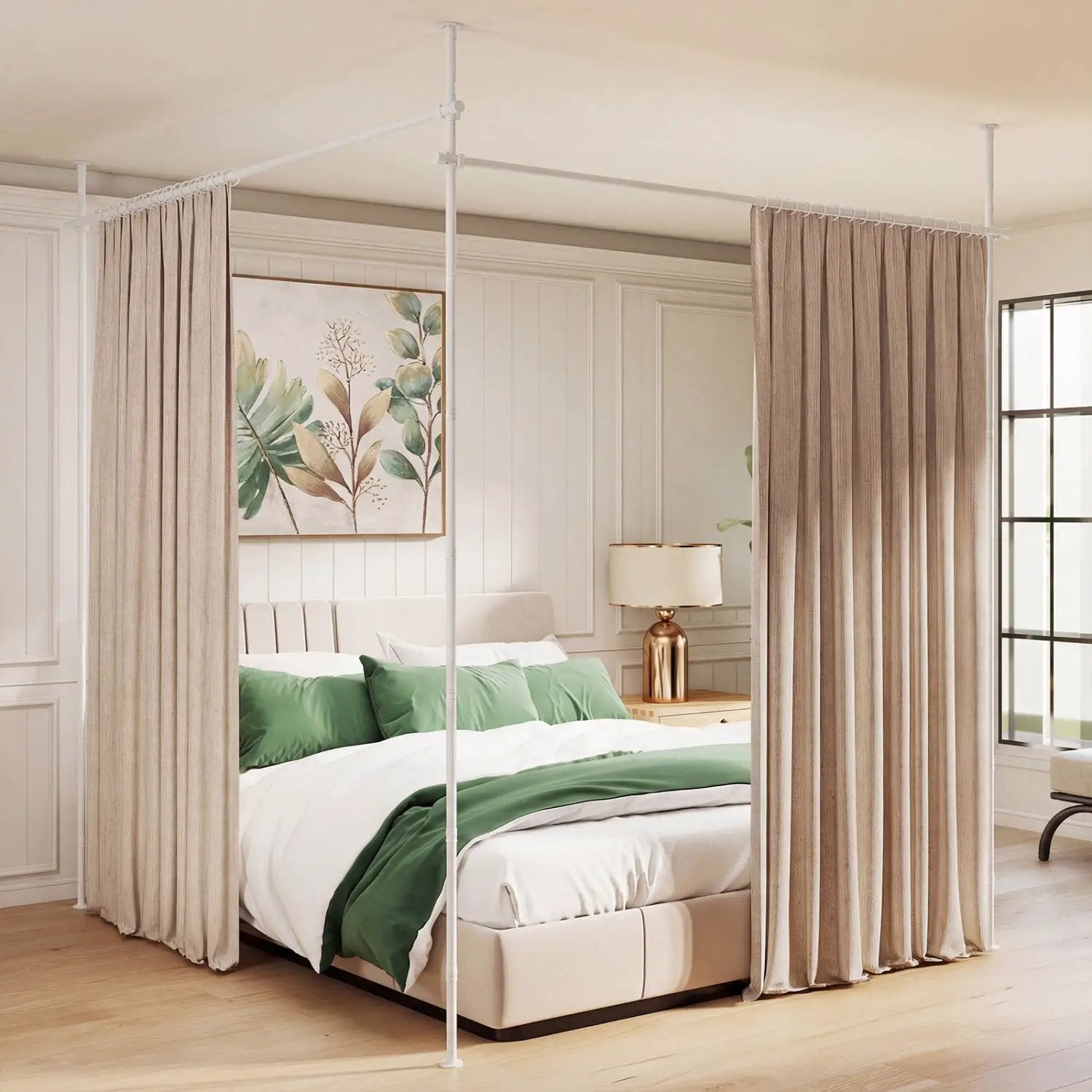 Room Divider Curtain Rod with Adjustable Floor to Ceiling Tension Rod (Curtains Not Included) by DirectDeals