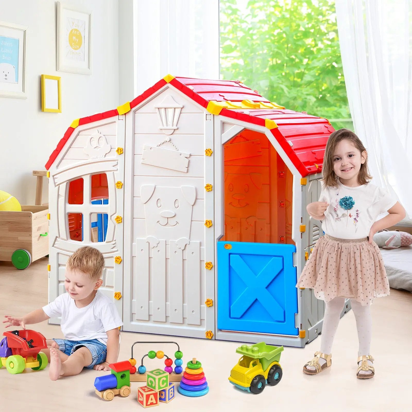 Cottage Kids Playhouse with Openable Windows and Working Door by DirectDeals