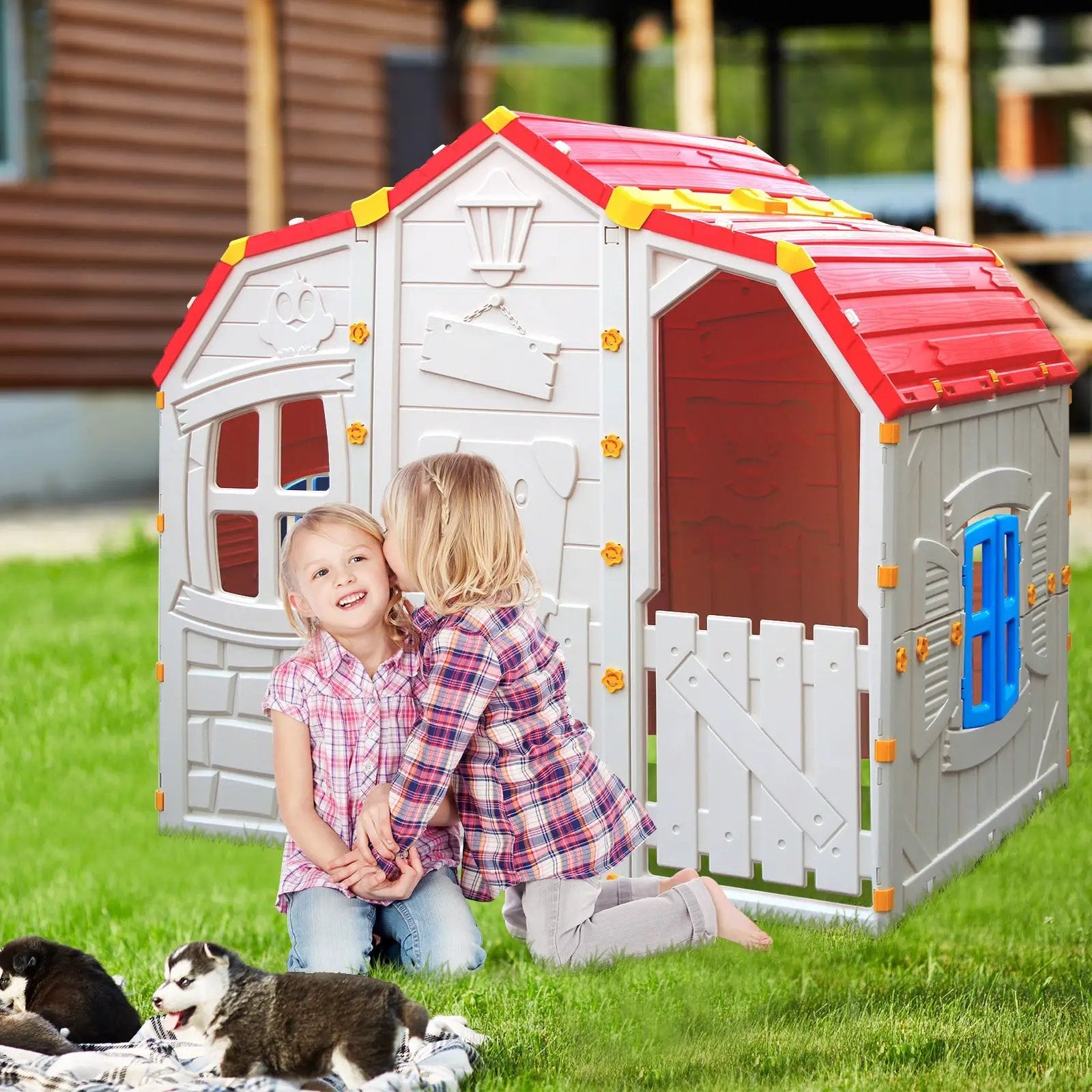 Cottage Kids Playhouse with Openable Windows and Working Door by DirectDeals