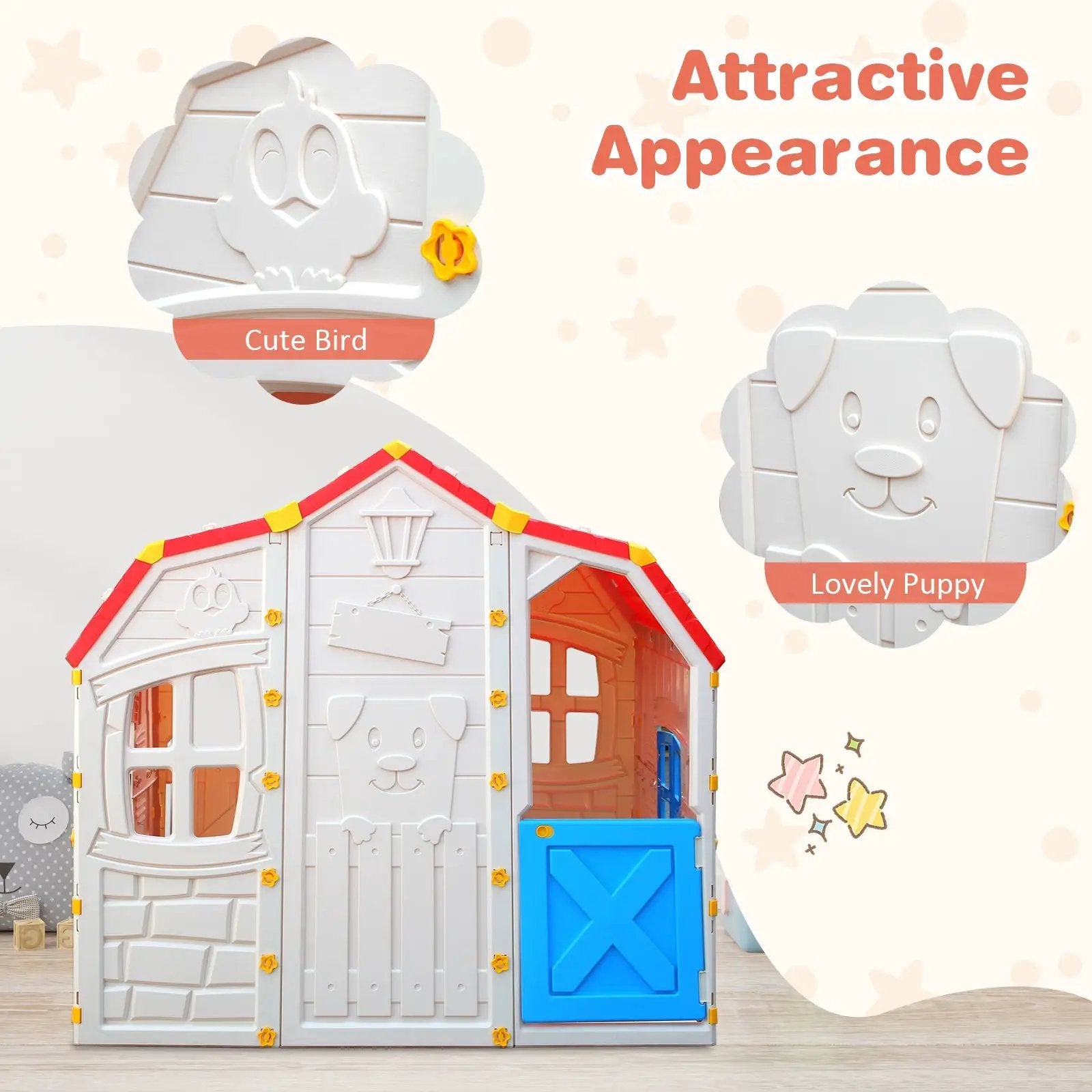 Cottage Kids Playhouse with Openable Windows and Working Door by DirectDeals