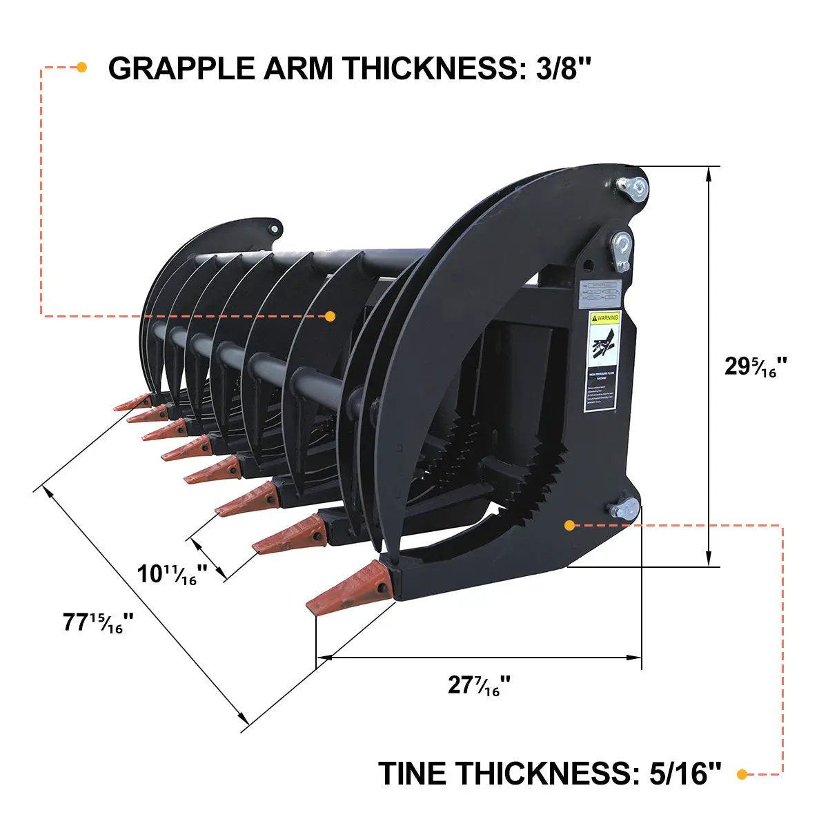 Greatbear 78" Heavy Root Grapple Rake by Chery Industrial
