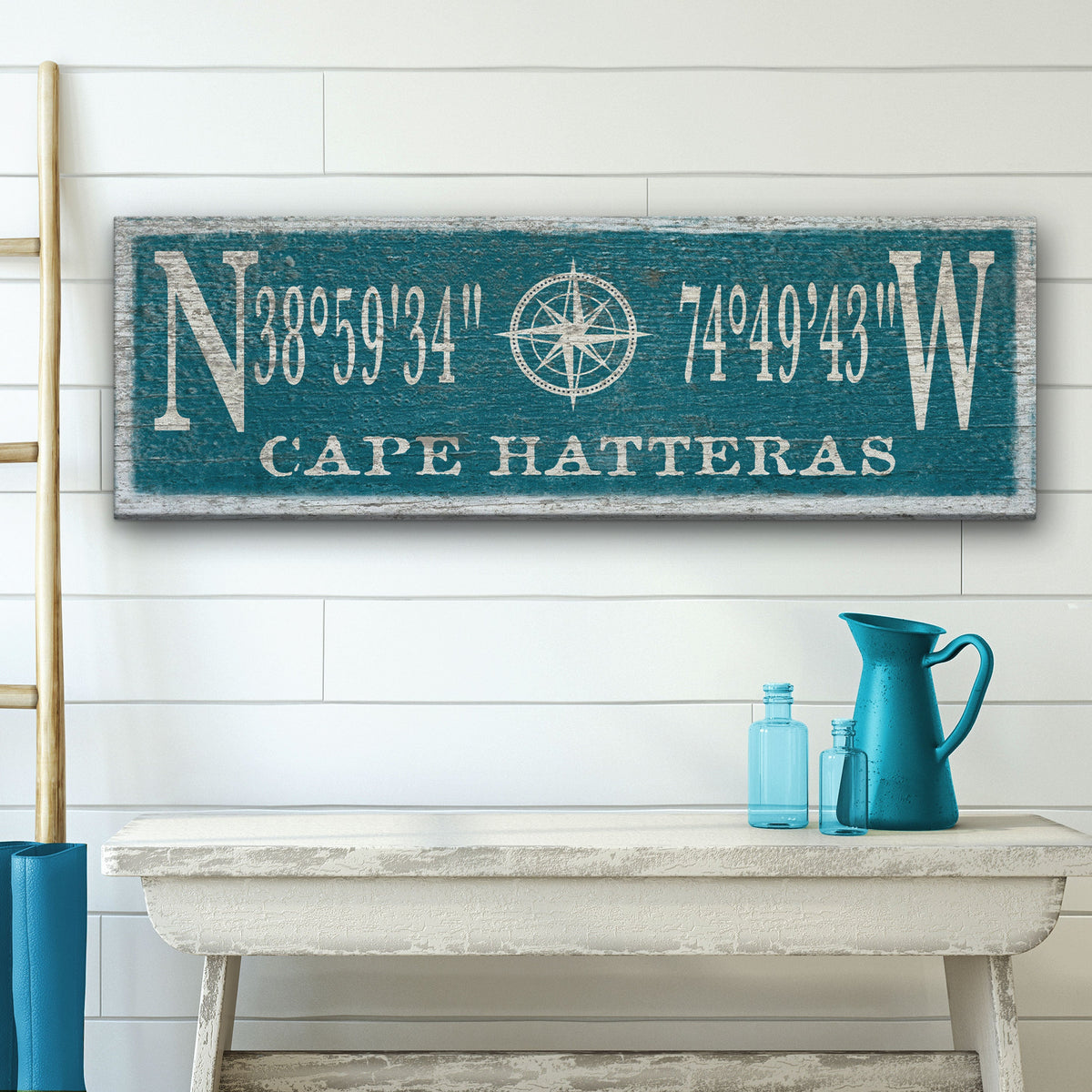 Personalized Coordinates Compass Rose Canvas Sign, photo 10 of 14